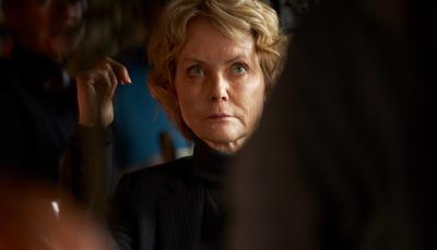 Jenny Seagrove stars as Kate Rafter, staring up at shadowy figures in ‘My Sister’s Bones’