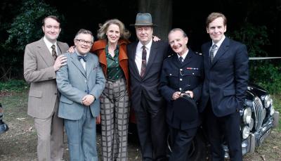 Picture shows: The main cast of Endeavour: DS Jim Strange (Sean Rigby), Dr. Max DeBryn (James Bradshaw), Dorothea Frazil (Abigail Thaw), CS Reginald Bright (Anton Lesser), Sgt. Endeavour Morse (Sean Evans).