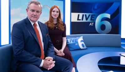 Hugh Bonneville and Karen Gillan in "Douglas Is Cancelled"