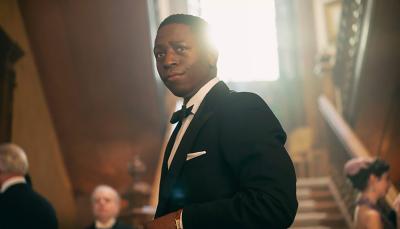 David Jonsson as FitzWilliam in a tux in Murder is Easy