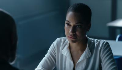 Cush Jumbo as DS June Lenker in the interrogation room in Criminal Record' Season 1