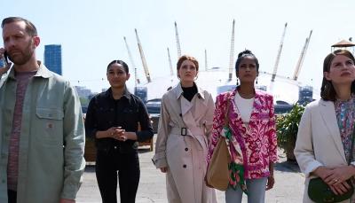 Tim Downie as Richard Manners, Rochelle Harrington as Natalie Grey, Emily Carey as Harriet Manners, Hersha Verity as Maia, and Jemima Rooper as Annabel Manners in 'Geek Girl'
