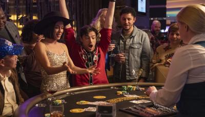 Rosa Salazar as Katie and Gavin Drea as Stefan in 'Wedding Season' 