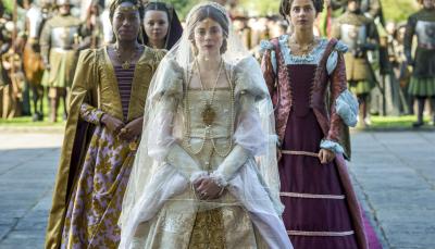 Stephanie Levi John, Charlotte Hope, and Nadia Parkes in "The Spanish Princess" )Photo: Starz)