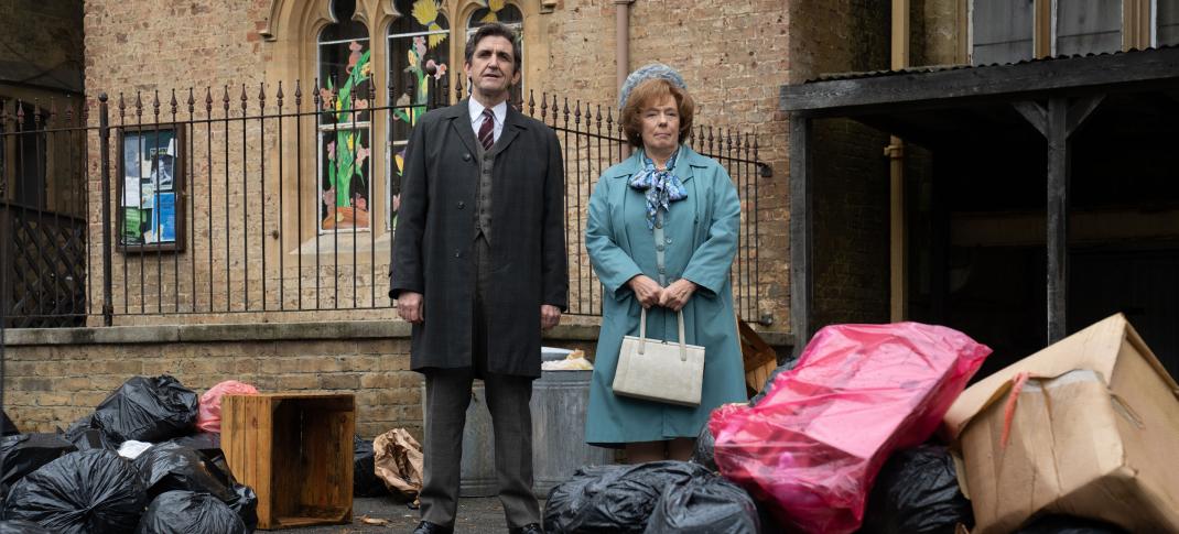 Stephen McGann as Dr. Turner and Annabelle Apsion as Mayor Buckle in 'Call the Midwife' Season 14
