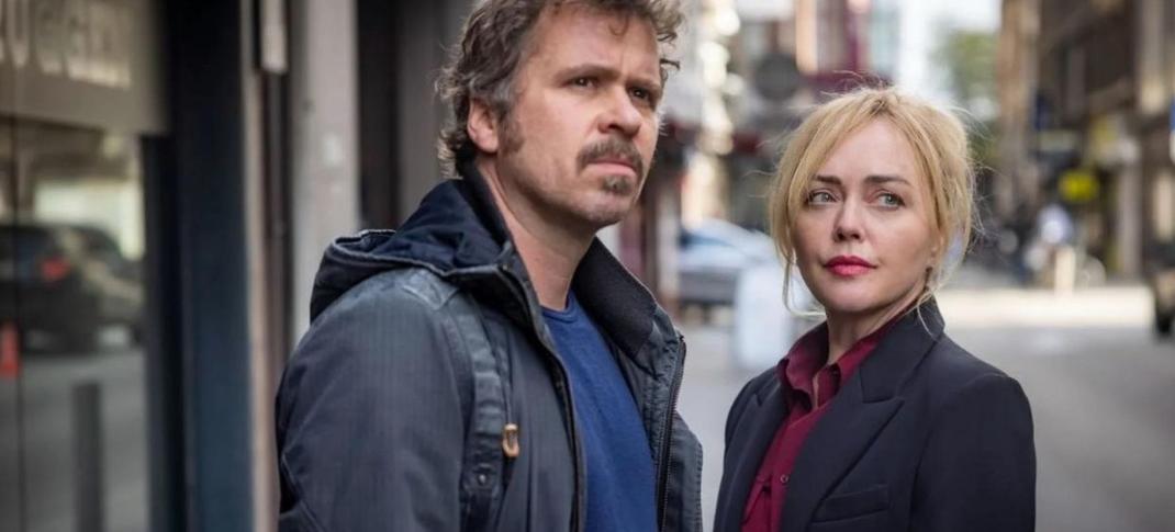 Angeline Ball as DS Emer Berry and Wouter Hendrickx as Christian De Jong In Hidden Assets